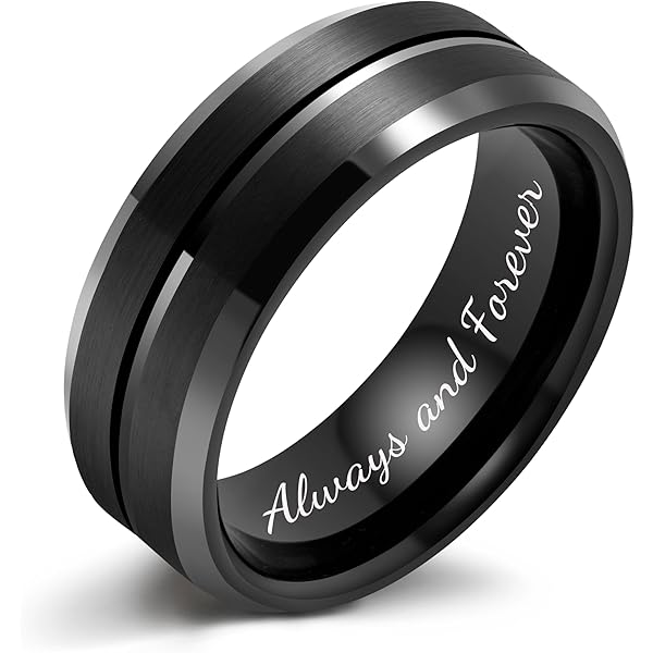 LUXUBANDS Tungsten Wedding Bands - 6mm Or 8mm, Rose Gold/Silver/Black, Comfort Fit, I Love You Engraved - View #6