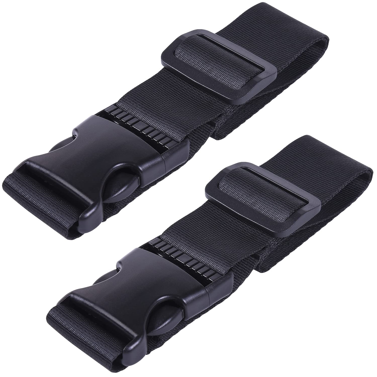 Wisdompro Add a Bag Luggage Strap, 2 Pack Heavy Duty Adjustable Travel Suitcase connector Belt, Baggage Attachment Accessories for Connecting Luggage Together, 31 inch - Black