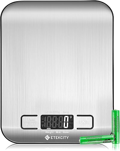 Etekcity Digital Kitchen Scales 5 kg 1 g Stainless Steel Backlit LCD