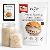 ERNEY Dehydrated Sourdough Starter XL - 21.6g Sachet for Artisan Bread | Organic, Works for Bread, Pizza &amp; Pastry - Includes Step-by-Step Instructions