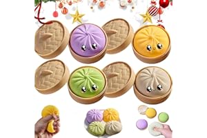 Colorful Dumpling Squishy Stress Balls Fidget Sensory Toy,Squeeze Dough Ball Stress Relief Hand Toy,Anti-Anxiety Bun with Foo