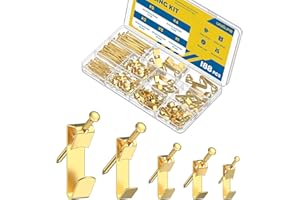 Uniclife 188 Pcs Picture Hanging Kit, 10 lb, 20 lb, 30 lb, 50 lb, 100 lb Heavy Duty Picture Hangers for Drywall & Wood, Picture Hanging Hooks, Frame Hooks for Hanging Photos Mirrors Paintings