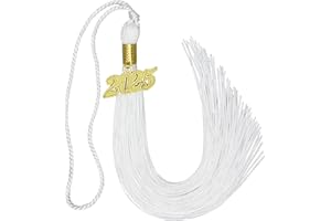 PSEUTIO 2025 Tassel Graduation White Graduation Tassel 2025 with Date Charm (White)