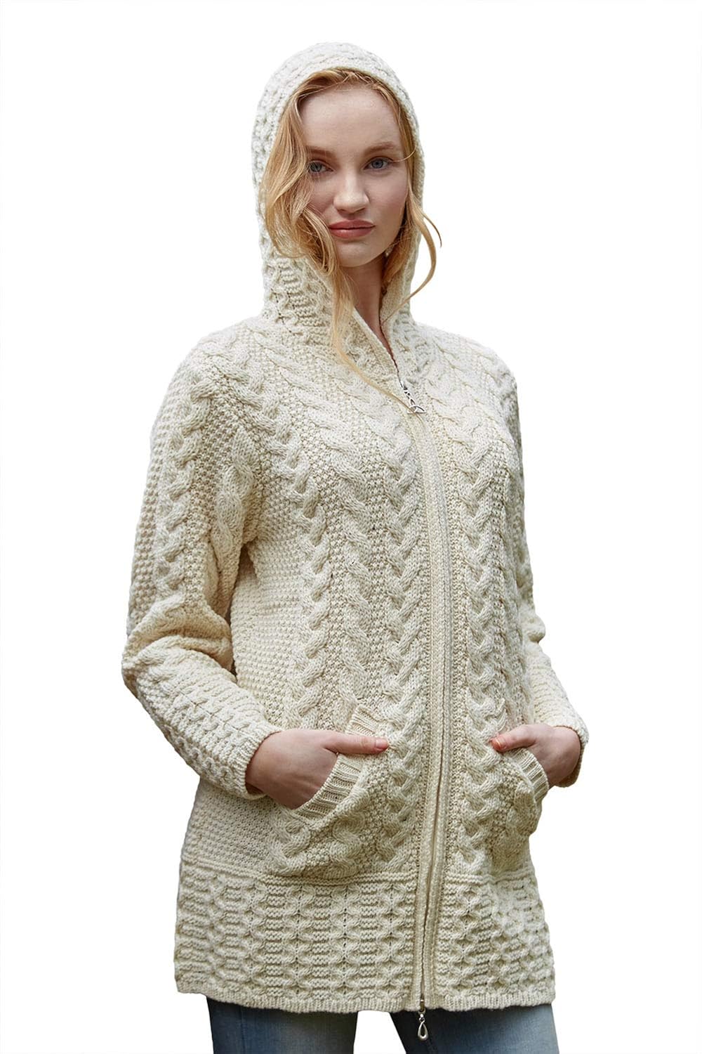 brigid hooded aran cardigan