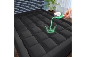 JTE Queen Mattress Pad for Back Pain, 100% Waterproof Quilted Fitted Mattress Protector, Breathable Cooling Mattress Topper Extra Thick Bed Cover Pillow Top 8-21" Deep Pocket(60*80 Inches, Dark Gray)