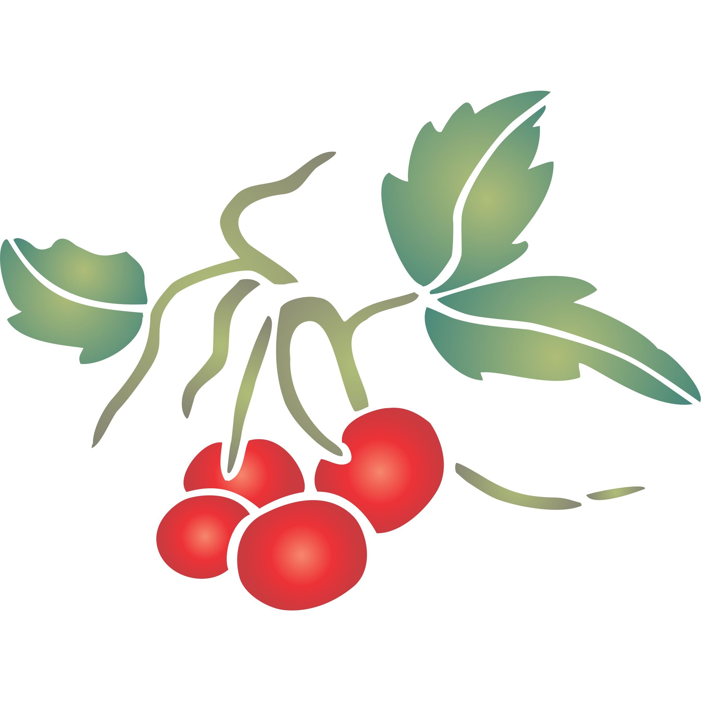 Cherry Stencil - 15 x 11.5cm - Reusable Fruit Vegetable Kitchen Wall Stencil Template