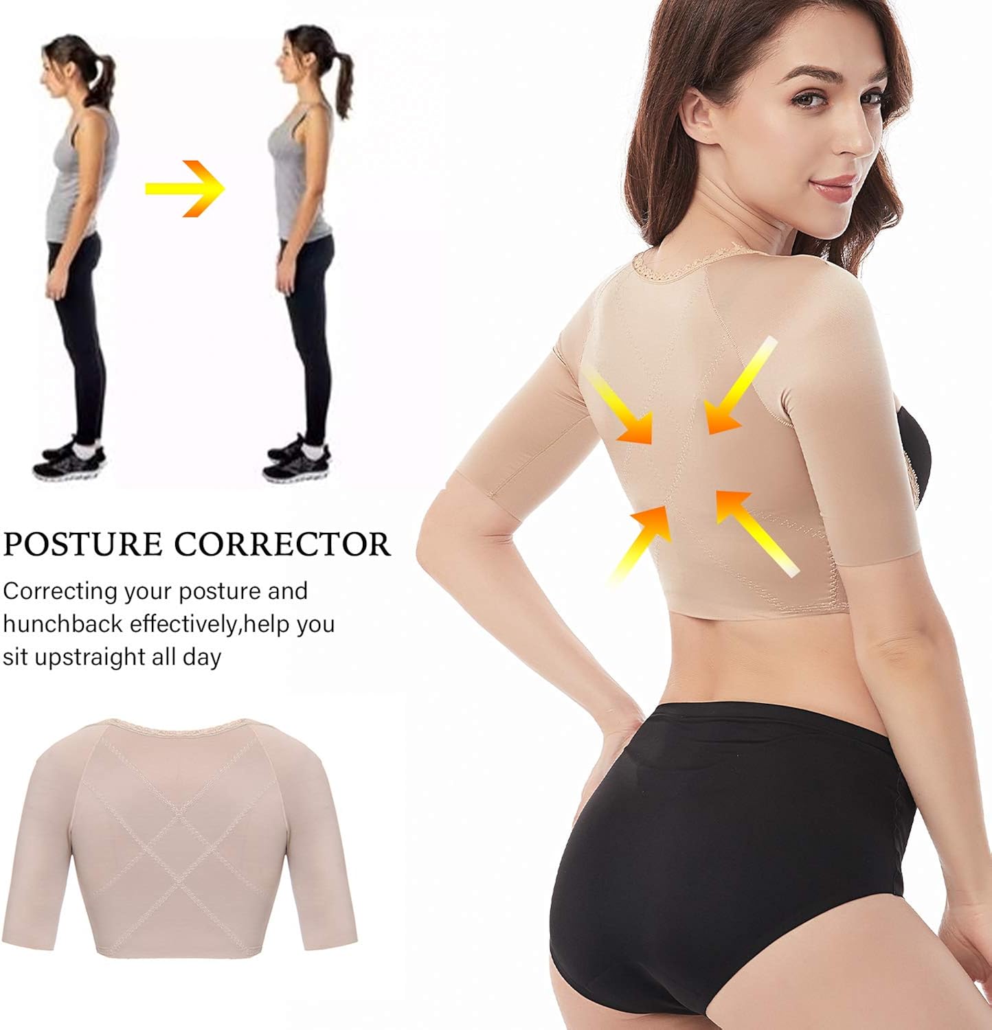 Upper Arm Shaper for Women Compression Sleeves Post Surgical Slimmer Humpback Posture Corrector Tops Shapewear at  Women’s Clothing store