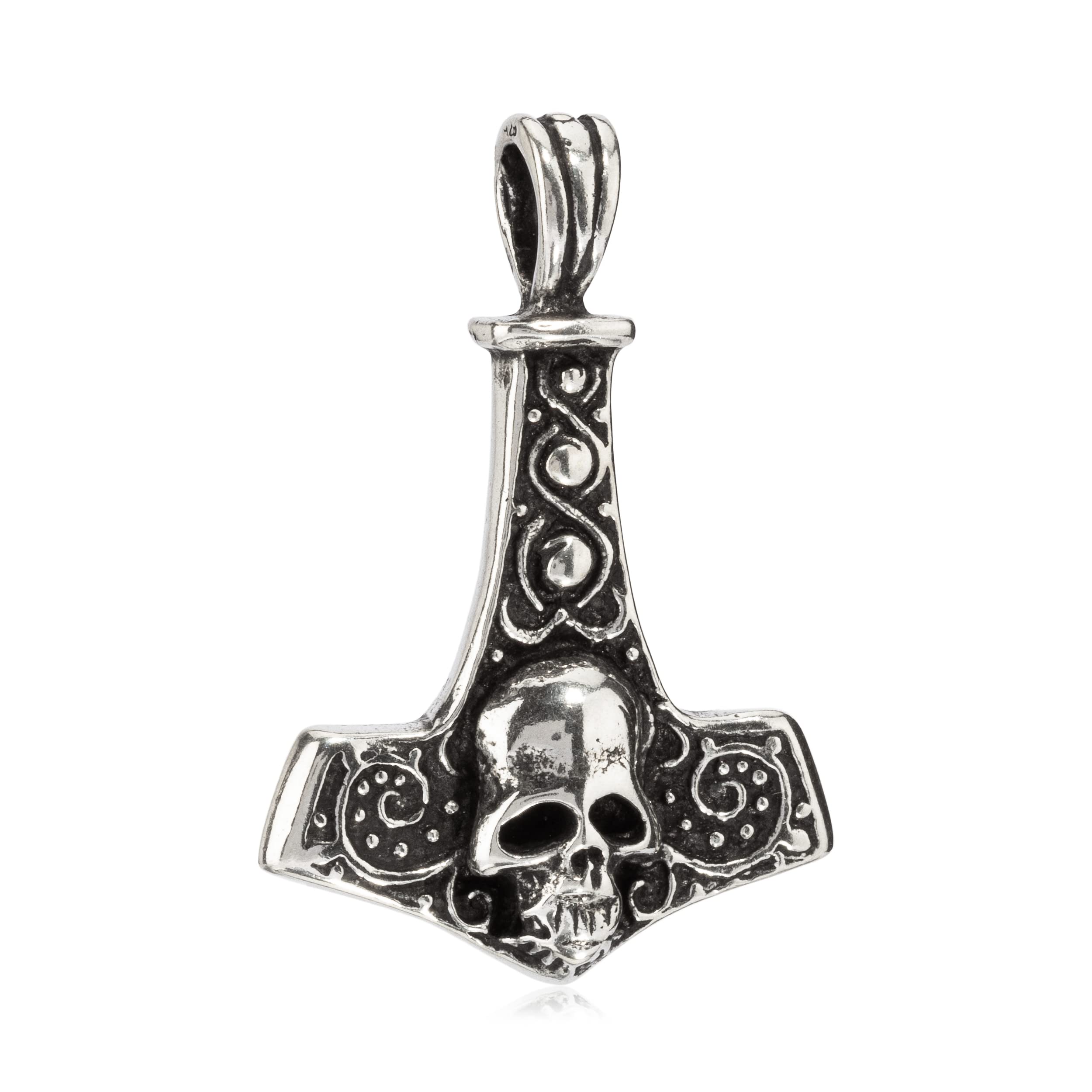 NKlaus necklace pendant Thor's hammer skull 3cm silver 925 amulet Viking talisman 3994