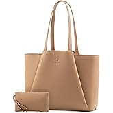 LOVEVOOK Laptop Tote for Women - 15.6 Inch Faux Leather Laptop Bag with Clutch, Large Capacity Office Purse Computer