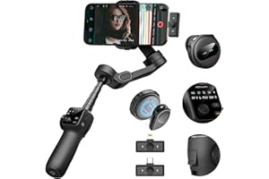 AOCHUAN Gimbal Stabilizer for iPhone & Android,3-Axis Phone Gimbal w/Wireless Lavalier Microphone,Built-in 7.8" Extension Pole,OLED Display,Phone Stabilizer for Video Recording TikTok(V8 Mic Kit)
