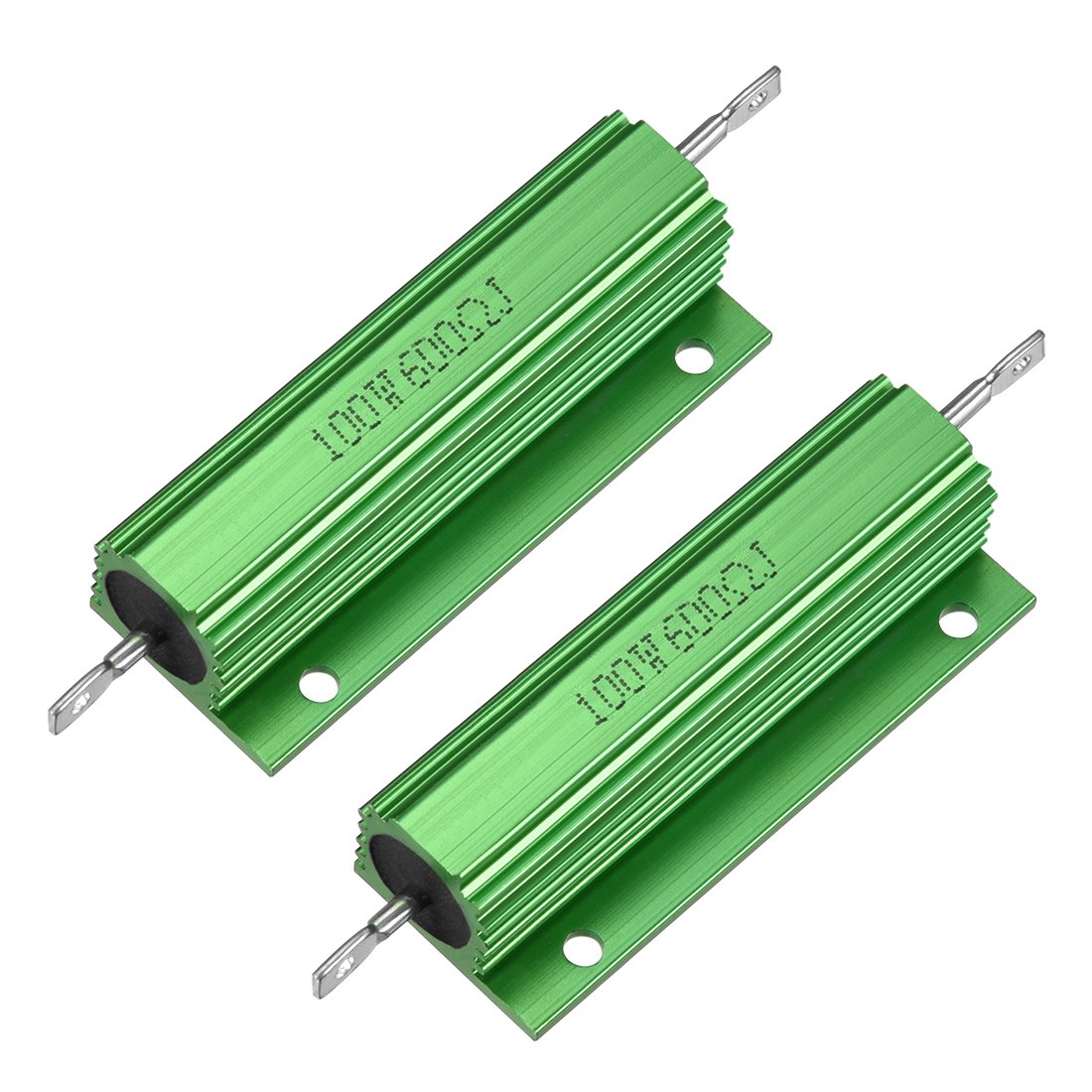 sourcingmap 2 Pcs Aluminum Case Resistor 100W 600 Ohm Wirewound Green for LED Replacement Converter 100W 600RJ