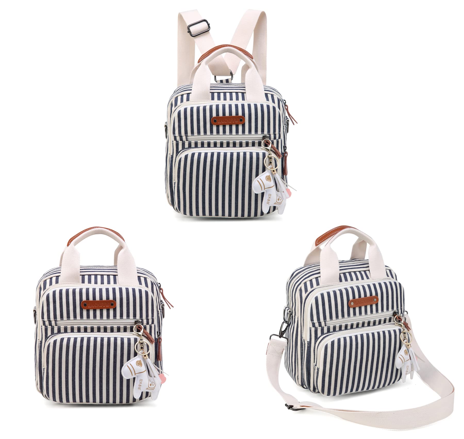 LCY Mini Multi-function Diaper Bag Tote Messenger Backpack-Stripes