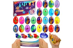 MANTYPLAY Galaxy Slime, 24 Pack Slime Eggs Kit for Kids Boys Girls Stress Relief Toys Party Favors for Kids 4-8 Slime Easter Egg Goodie Bag Easter Basket Stuffers Christmas Stocking Valentines Birthday Gifts