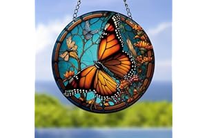 WOHAHA Butterfly Stained Window Hanging Indoor Outdoor Stained Suncatchers for Window Acrylic Panels Bedroom Garden Kitchen Wall Decoration Gifts for Women Mom Grandma Teacher