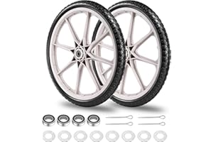 ALEDARAS 20" Flat Free Tire and Wheel with 3/4" & 5/8" Bearing, Replacement Wheels for Rubbermaid Wheelbarrow,Lawn Carts, Big Wheel Utility Carts and Garden Yard Cart, 2 Pcs Grey