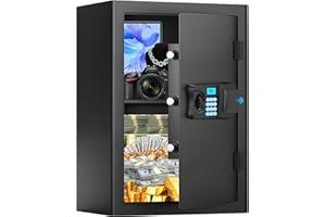 RXUJYC 4.0 Cub Large Home Safe Fireproof Waterproof, Digital Fire proof Safe Box with Spare Key, Combination Lock and Alarm Systerm, Fire Safes for Home Documents Money Valuables