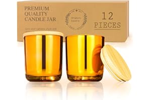 Aroparc Candle Jar, Wholesale Candle Container, 12 Pack 10oz Candle Jars with Lids Tumbler Jar for Candle Making Candle Tins Candle Making Supplies (Amber)