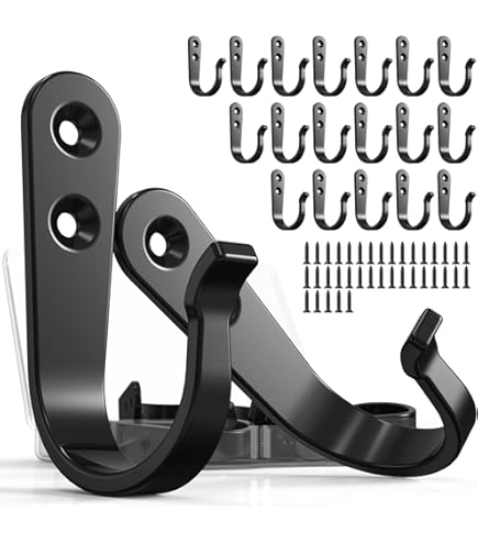 20PCS Wall Mounted Hooks Coat Hooks With 40PCS Screws, Black Retro Door - View #9