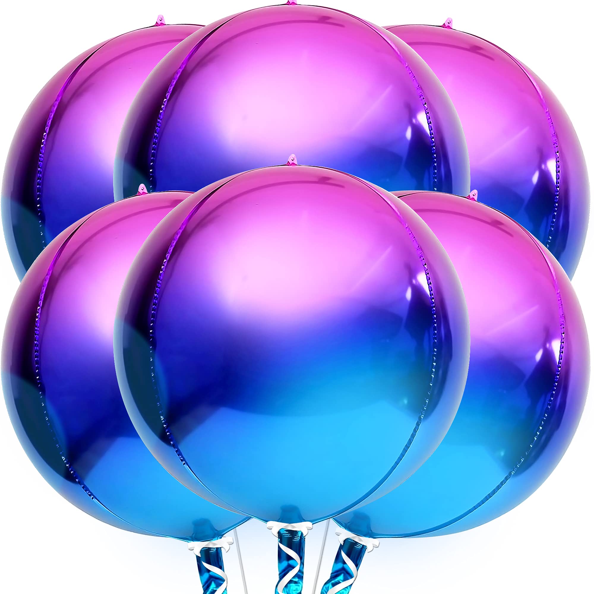 Photo 1 of KatchOn, Purple Galaxy Balloons - 22 Inch, Pack of 6 | Round 4D Metallic Balloon for Galaxy Birthday Party Decorations | Halloween Balloons for Halloween Decor | Mermaid, Birthday Party Decorations