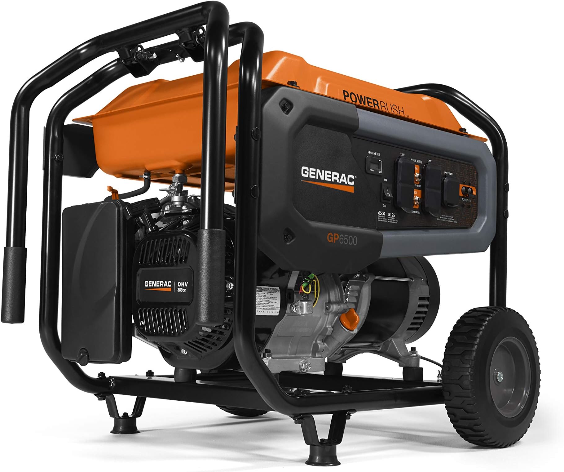 Generac 7690 GP6500 Portable Generator, Orange, Black