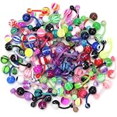 CrazyPiercing Assorted Lot of 100PCS Banana Piercing 14G Belly Button Rings Piercing Jewelry