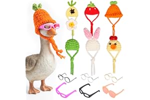 12pcs Desk Goose Outfits, Mini Porch Goose Accessories with Sunglasses Knitting Desktop Gooses Hats, Mini Desk Accessories Se