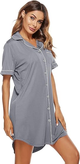 Amazon Noratwips パジャマ レディース ワンピース 前開き シャツ ルームウェア 綿 ネグリジェ 半袖 部屋着 ルームワンピース ネグリジェ 通販