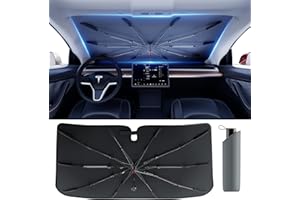 [2024 Upgrade] DMJN Umbrella Car Windshield Sun Shade, [Newest Nano-Ice-Crystal Coatings] Umbrella Sunshade for Car - Protect Interior from UV & Keep Car Cooler (Universal Size)