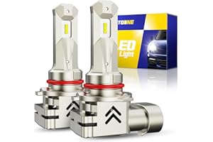 AUTOONE Upgraded 9005/HB3 LED Light Bulbs, 600% Ultra Brightness, 6500K Cool White 1:1 Halogen Size Replacement, 60000Hrs Long Service Life with Turbo Fan, Plug and Play, Fog Lamps, Pack of 2