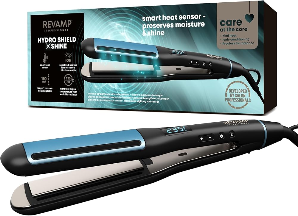 REVAMP Hydro Shield X Shine Ceramic Hair Straighteners with 11cm Plates