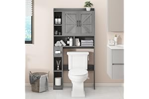 Bonvache Farmhouse Over The Toilet Storage Cabinet, Above Toilet Cabinet with Doors and Adjustable Shelf, Bathroom Space Savi