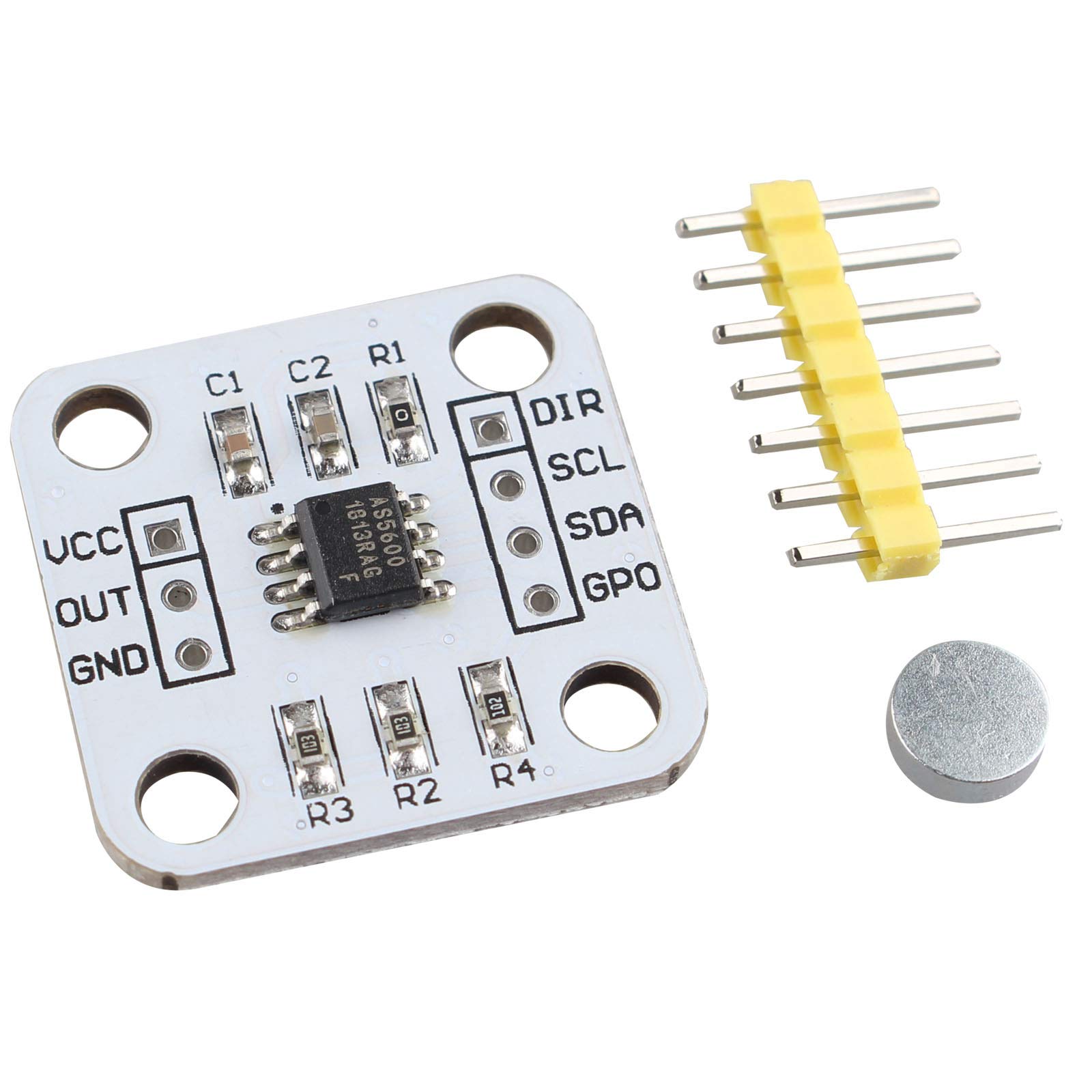 HALJIA AS5600 Magnetic Encoder Magnetic Induction Angle Measurement Sensor Module Magnetized Encoder 12 bit High Precision with Magnet
