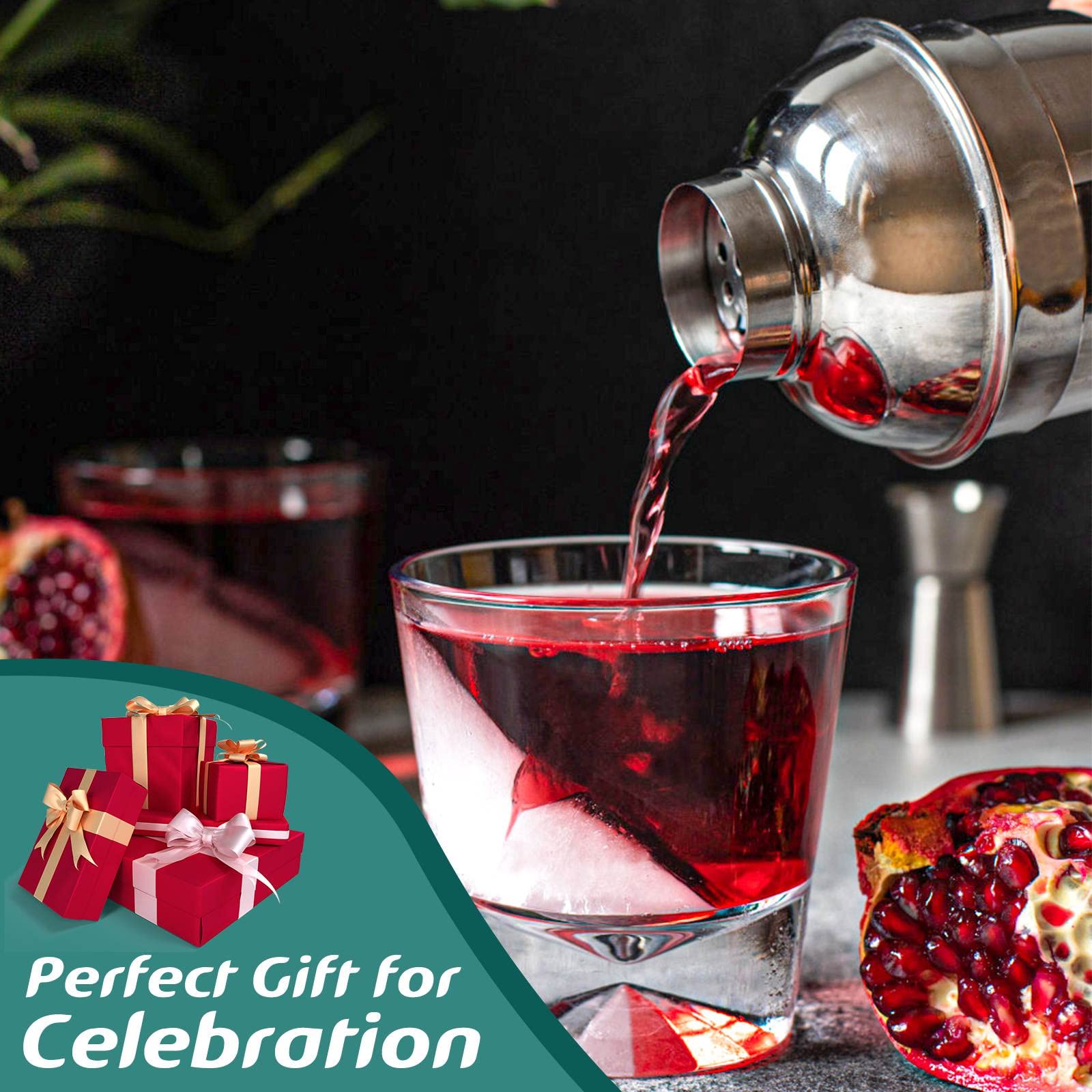 Cocktail Shaker Set, Mixology Bartender Kit 10-Piece Bar Tool Set with Stylish Bamboo Stand, Bar kit: Matini Shaker Mixing Spoon Muddler Jigger Cocksrew for Barware Set - Image 3