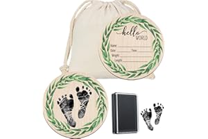 LIANNAN Baby Announcement Sign Newborn Footprint Sign Newborn Announcement Disc Birth Stats Sign for Hospital Newborn Photo Prop (Style 3)