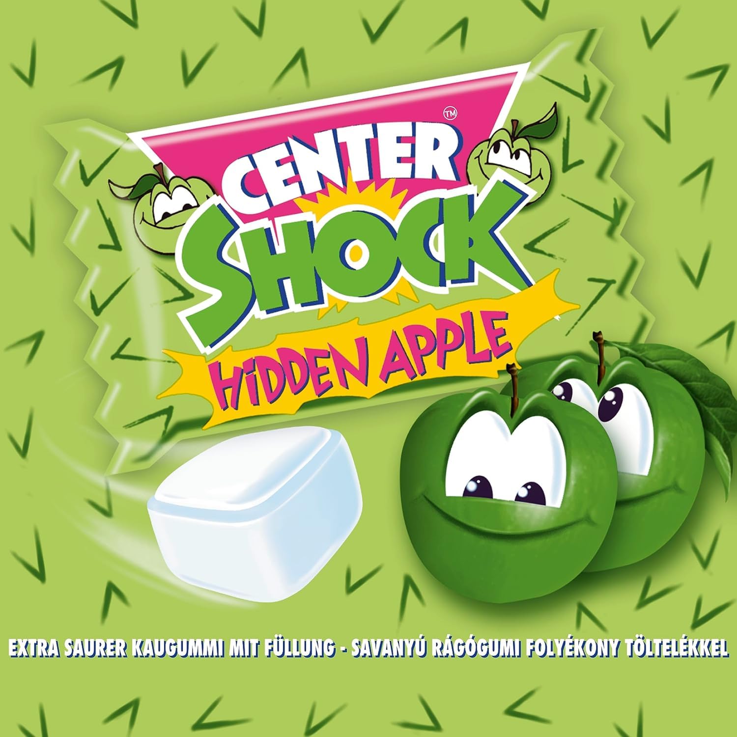 Center Shock Hidden Apple, Box mit 100 Kaugummis, extra-sauer mit Apfel-Geschmack, geeignet für Geburtstag, Pinata, Partys, Candy-Bar, Weihnachten und Halloween, 400g 2