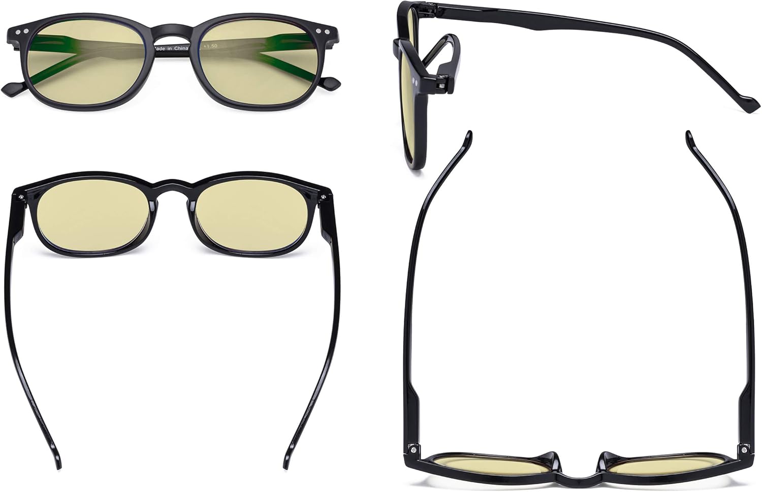 Eyekepper Retro Blue Light Glasses Women Men - Blocking Ray Screen Glare Computer Reading Glasses with Yellow Filter Lens - Black - Image 4