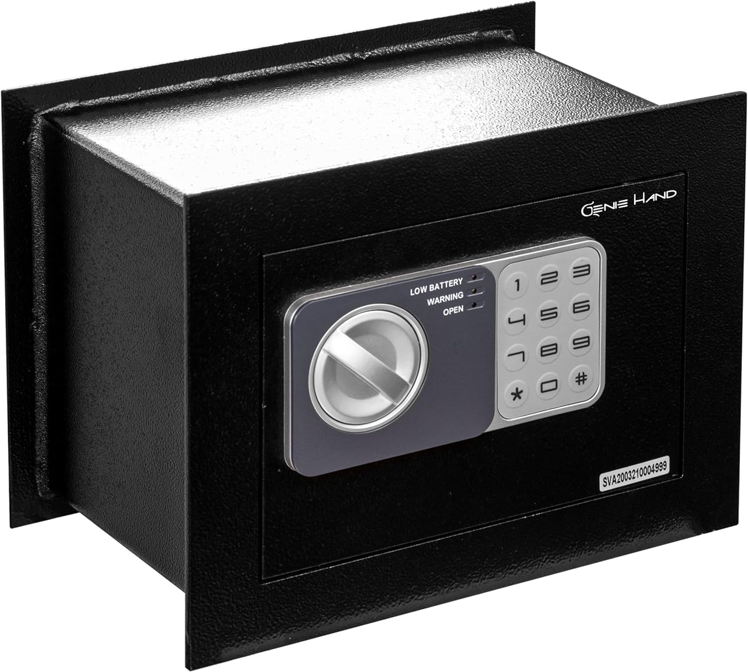 Genie Hand | Electronic Home Safe with Key and Combination Lock, High Security Money Box for Wall or Cabinet – B-Class Lock – Anti Bounce Technology