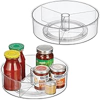 mDesign Lazy Susan Turntable Divided Spinner for Kitchen/Bathroom, Pantry, Fridge, Organizing, Fully Rotating Organizer for F