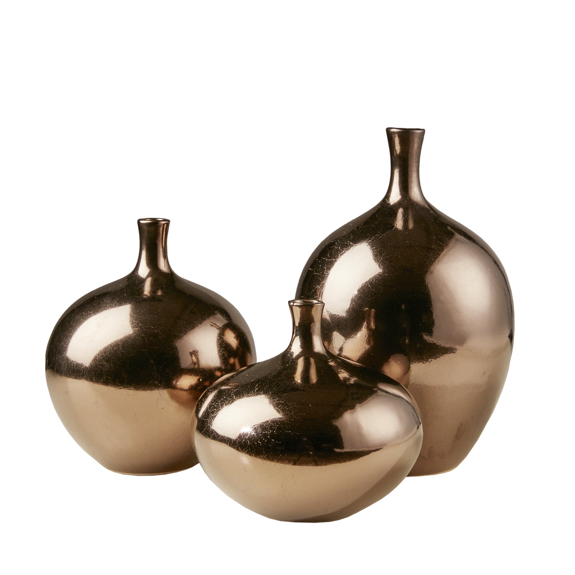 MADISON PARK SIGNATURE Ansen Metallic Bronze 3PC Vase Set Bronze See Below