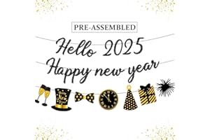IMISHM Happy New Year Banner 2025 New Years Eve Banner New Years Eve Party Supplies 2025 New Year Decorations Happy New Year Sign for 2025 New Year Eve Decorations