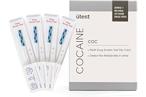UTest COC 150 ng/mL (4 Pack) Home Drug Testing Strips - Easy-to-use, Low Detection Cocaine Test Kit, Single Use