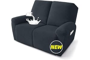 MAXIJIN Waterproof Loveseat Recliner Cover 4 Pieces Reclining Love Seat Slipcvers, Recliner Sofa Cover 2 Seater with Elastic 