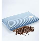 EDMILE Buckwheat Pillows for Sleeping, Adjustable Hulls Firm Pillow Neck Head Back Shoulder Support for Pain Relief, Small Bed Pillow for Side Back Sleepers, Blue 19"X11"