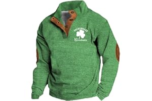 MGWTFZDL St. Patrick's Day Sweatshirt for Men Long Sleeve Quarter Button Turtle Neck Pullover Shirt 2025 Parade Outfits