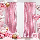 Juya Delight 2Pcs 2FTx8FT Pink Sequin Backdrop