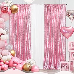 Juya Delight 2Pcs 2FTx8FT Pink Sequin Backdrop