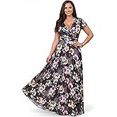 KOH KOH Womens 2026 Long Cap Sleeves Floral Print V-Neck Summer Sundress Maxi Dress