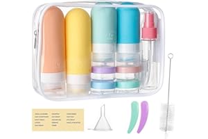 16Pcs Travel Bottles for Toiletries, Silicone Travel Bottles Set, TSA Approved, BPA Free Leak Proof Squeezable Tubes for Sham