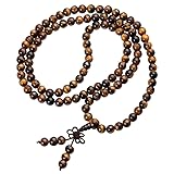 Jovivi Tibetan 8mm 108 Natural Tiger Eye Gemstone