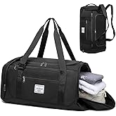 Laripwit Gym Bags for Men, 40L Medium Sports Travel Duffel Bag with Shoe Compartment & Wet Pocket Lightweight Gym Duffle Bag Backpack Multipurpose Weekender Overnight Backpack for Women, Black